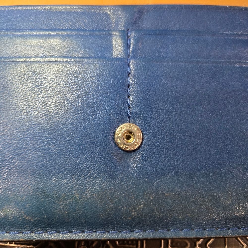 🐢 Coach Royal Blue Vintage Leather Clutch/Wallet - Picture 7 of 16